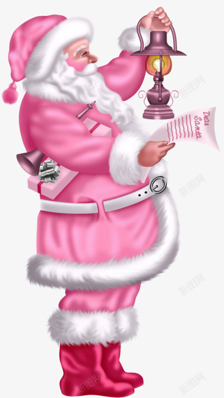 粉色圣诞老人png免抠素材_新图网 https://ixintu.com 圣诞老人 圣诞节 粉色 紫色 老式灯