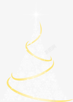 金色闪耀雪花圣诞树素材