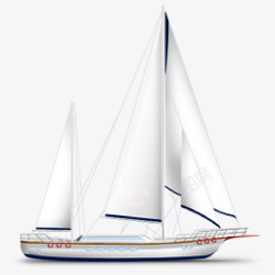 白色帆船手绘素材