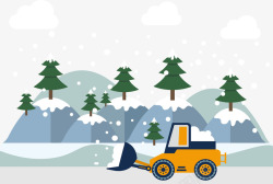 山区风景雪地铲雪车矢量图高清图片