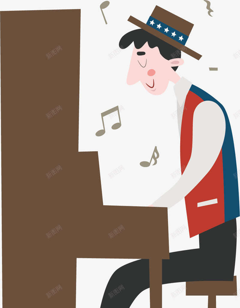 弹钢琴的男人矢量图ai免抠素材_新图网 https://ixintu.com 乐器 卡通 弹钢琴 手绘 水彩 男士 音乐 音符 矢量图