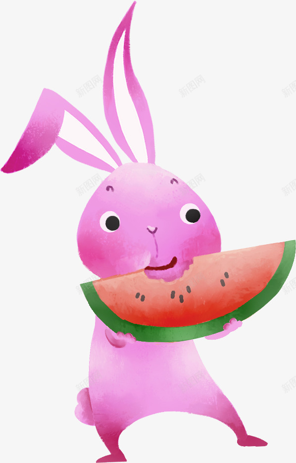 红色兔子吃西瓜卡通造型png免抠素材_新图网 https://ixintu.com 兔子 卡通 红色 西瓜 造型