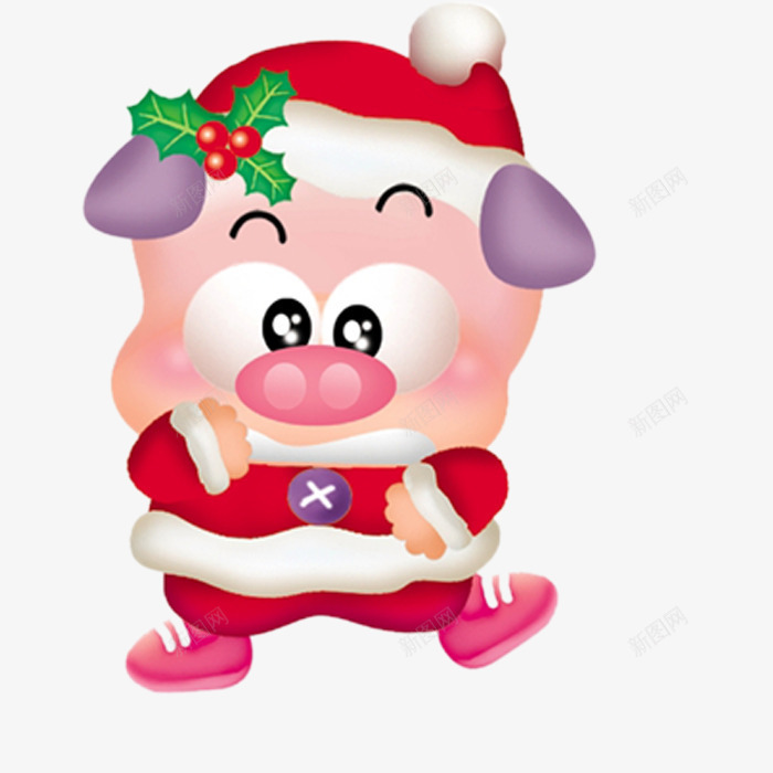 卡通手绘可爱小猪png免抠素材_新图网 https://ixintu.com 创意 动漫动画 卡通手绘 可爱 圣诞帽 小猪