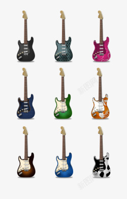 五颜六色的电吉他素材