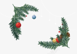 松树枝圣诞球圣诞装饰框素材