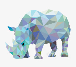 半透明色块设计彩色半立体犀牛色块高清图片