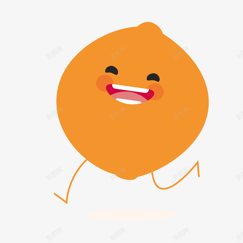跑步橙子开心表情png免抠素材_新图网 https://ixintu.com 卡通橘子 卡通橙子 开心表情 橘子小人 跑步橙子