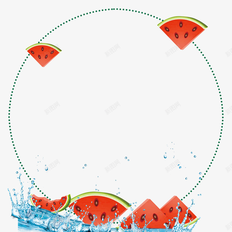 冰凉西瓜psd免抠素材_新图网 https://ixintu.com 冰 凉爽 水波 西瓜