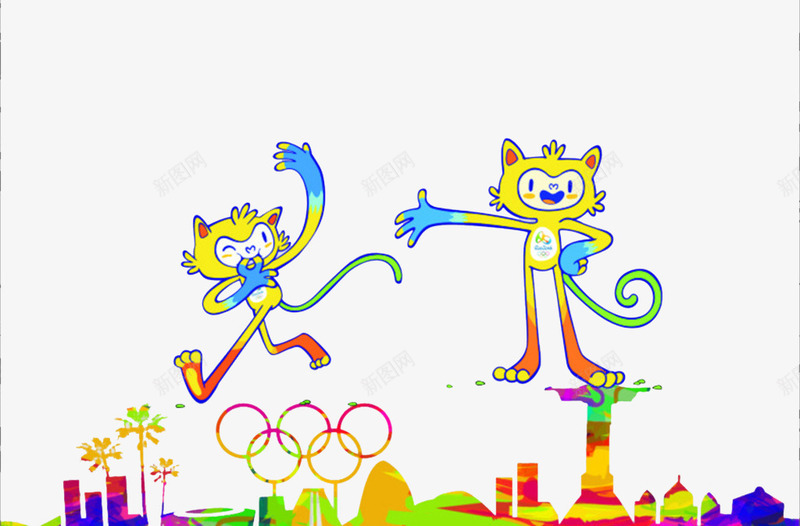 里约奥运会png免抠素材_新图网 https://ixintu.com 吉祥物 奥运五环 奥运会 运动会 里约建筑剪影 里约热内卢