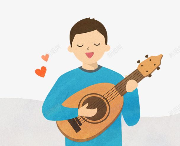 盛情弹唱的男孩png免抠素材_新图网 https://ixintu.com 卡通人物 吉他 唱歌 表白 音乐