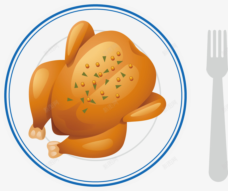 卡通特色美食烤鸡矢量图ai免抠素材_新图网 https://ixintu.com 主食 佳肴 卡通 大餐 家乡 小吃 特色美食烤鸡 盘子 美味 美食 零食 餐饮 矢量图