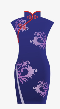旗袍图片紫色中国风花纹旗袍高清图片