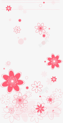 韩国时尚花纹装饰红色花矢量图素材