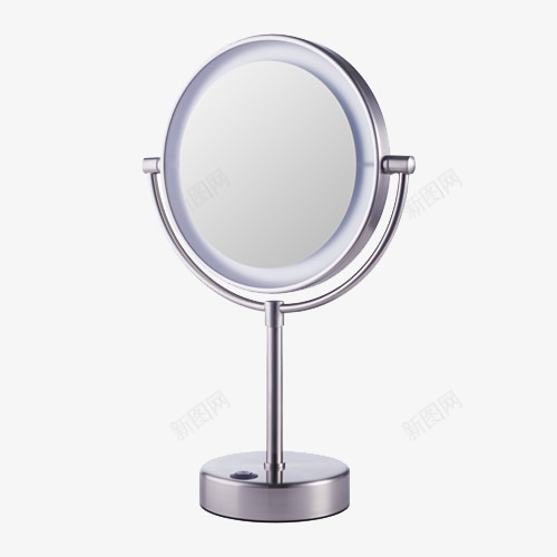 镜子带照明png免抠素材_新图网 https://ixintu.com 化妆镜 可照明 银色 镜子
