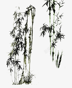 中国水墨风描画竹林素材