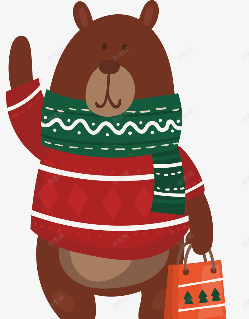 打招呼的棕熊png免抠素材_新图网 https://ixintu.com 可爱棕熊 圣诞棕熊 圣诞节 打招呼 棕熊 矢量png
