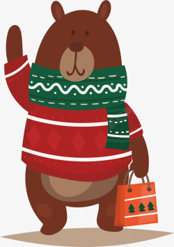 圣诞棕熊打招呼的棕熊高清图片