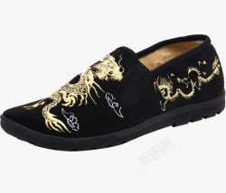 中国风布鞋龙图腾刺绣布鞋高清图片