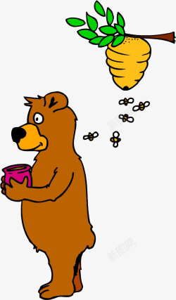 卡通熊和蜜蜂素材