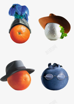 带帽子的水果素材