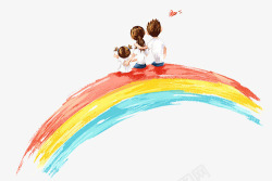 快乐的三口之家彩虹高清图片