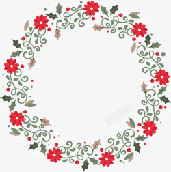 圣诞节花朵红色小花装饰框高清图片