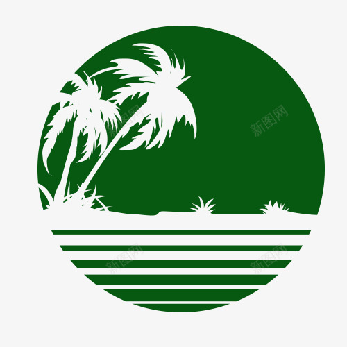 夏季海边风景LOGO图标png_新图网 https://ixintu.com 剪影 夏季风景 椰子树 海边 素材