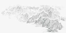 中国风山水画连绵山脉连绵的的山脉高清图片