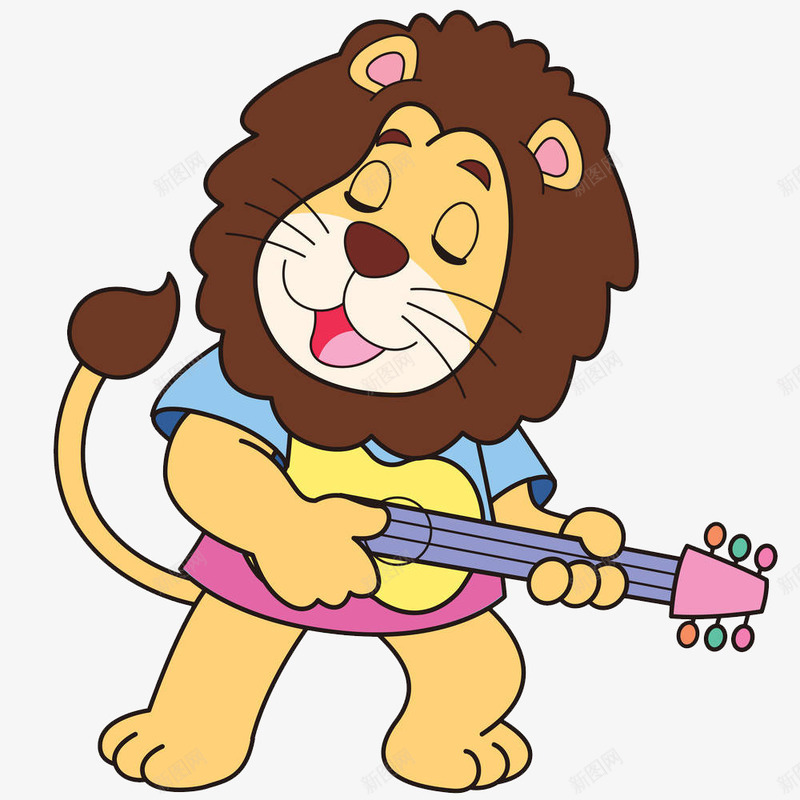 弹吉他的狮子png免抠素材_新图网 https://ixintu.com 4条腿 凶猛 动物 卡通 弹吉他 新加坡狮子 有尾巴 森林动物 狮子 猛兽 野兽