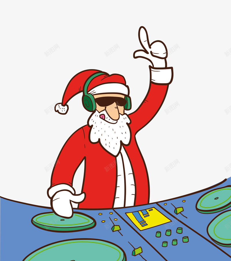 卡通手绘打碟的圣诞老人png免抠素材_新图网 https://ixintu.com 卡通 嗨起来 圣诞老人 圣诞节 手绘 狂欢 音乐