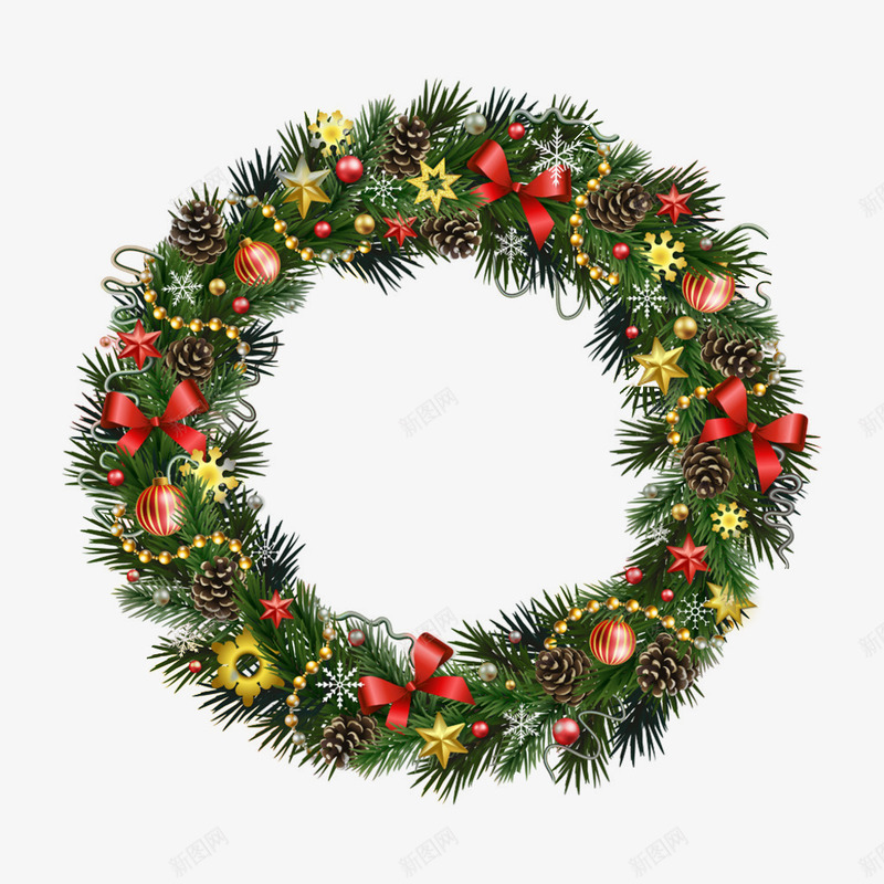 圣诞花环png免抠素材_新图网 https://ixintu.com 叶子 圣诞节 圣诞花环 树木 植物 绿植 绿色的