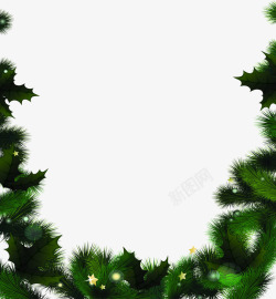 清新绿色植物圣诞装饰边框素材