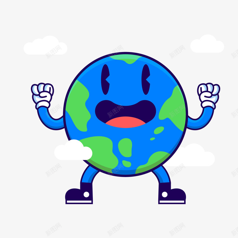 卡通地球世界环境日png免抠素材_新图网 https://ixintu.com 世界环境日 卡通地球 可爱表情 背景装饰 蓝色地球