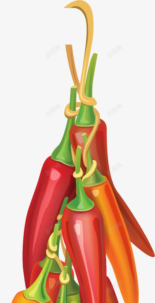 手绘辣椒串png免抠素材_新图网 https://ixintu.com 手绘 红色 辣椒串