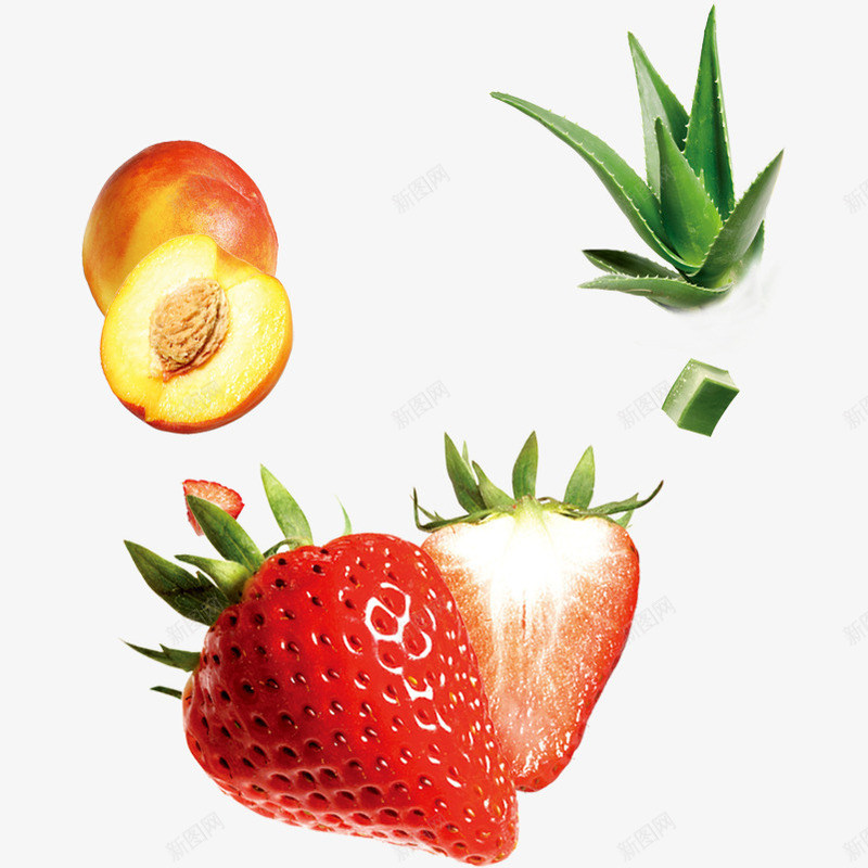 草莓红杏芦荟png免抠素材_新图网 https://ixintu.com 保湿 水果 红杏 芦荟 草莓