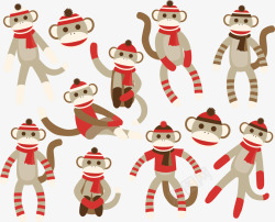 猴子娃娃圣诞娃娃矢量图高清图片