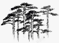 松树树干中国风古树水墨画高清图片