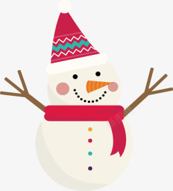 戴帽子围巾圣诞节戴帽子围巾的可爱雪人矢量图高清图片