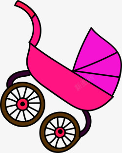 紫色卡通婴儿车素材