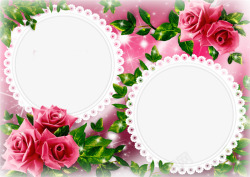 双人相框梦幻粉色玫瑰花相框高清图片