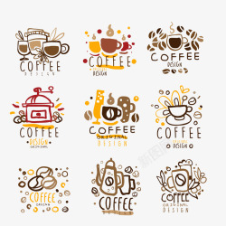 彩绘咖啡标志矢量图素材