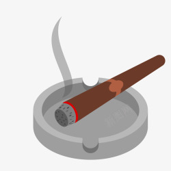 高端烟一个立体化的烟灰缸和一根雪茄矢量图高清图片
