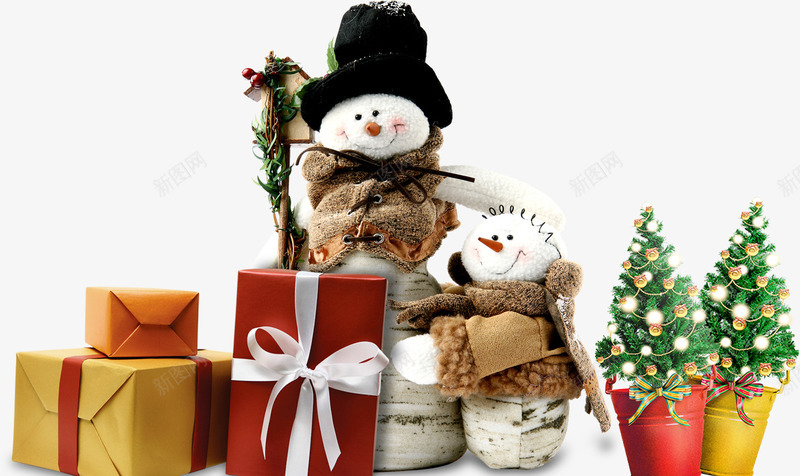 圣诞礼物雪人圣诞树png免抠素材_新图网 https://ixintu.com 圣诞树 圣诞礼物 雪人