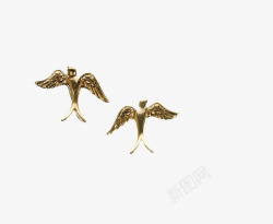 金属蜻蜓装饰品金色金色小鸟胸针高清图片