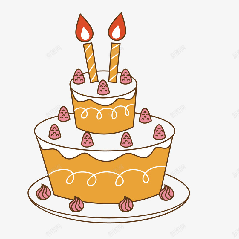 卡通草莓生日蛋糕png免抠素材_新图网 https://ixintu.com 甜食 生日蛋糕 生日蜡烛 背景装饰 草莓 蛋糕 食物