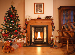 圣诞火炉圣诞节狂欢夜高清图片