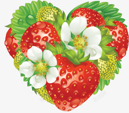 手绘心形草莓png免抠素材_新图网 https://ixintu.com 可爱 彩色 心形 手绘 水果 草莓