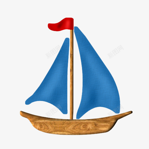 木质帆船png免抠素材_新图网 https://ixintu.com 帆船救生圈 木质 红旗 船 船杆 轮舵