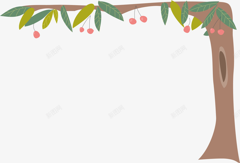 樱桃树图案边框矢量图ai免抠素材_新图网 https://ixintu.com 创意 卡通 商务 彩色 手绘 樱桃 边框 矢量图