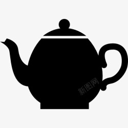 茶叶蒸煮工具Teapotblack的侧面形状图标高清图片
